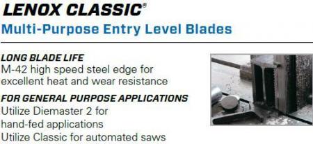 Welded to Length LENOX CLASSIC Blade Material